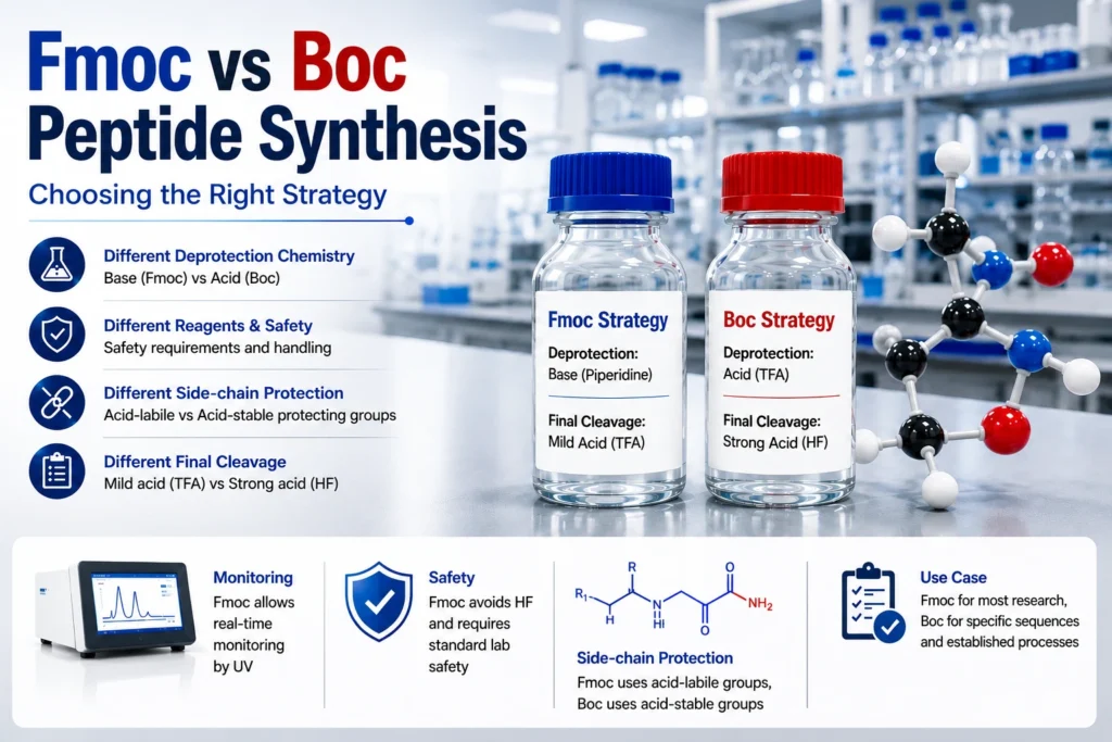 Fmoc vs Boc peptide synthesis