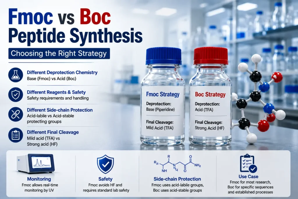 Fmoc vs Boc peptide synthesis