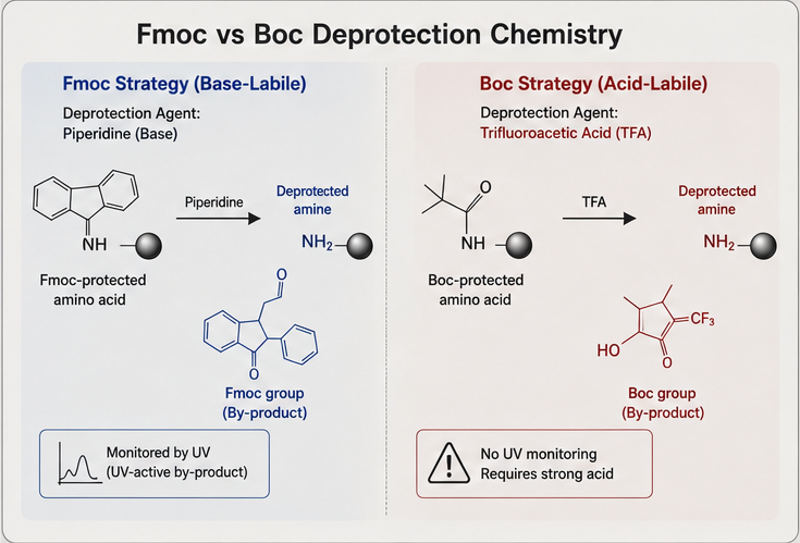 Fmoc vs Boc peptide synthesis