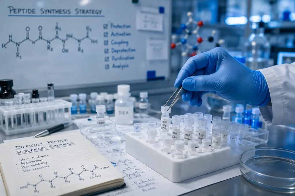 difficult peptide sequences synthesis